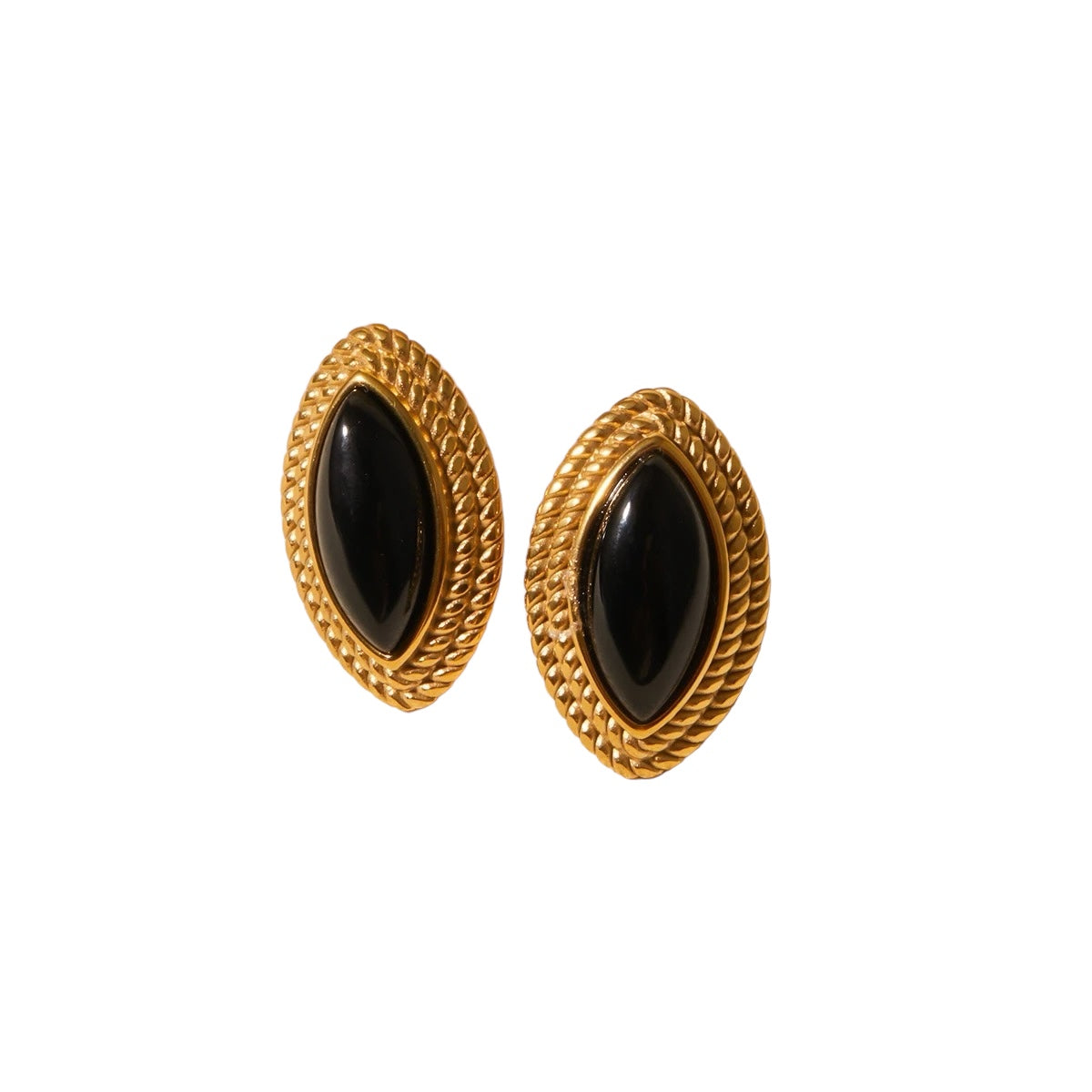 Retro Agate Stone Oval Stud